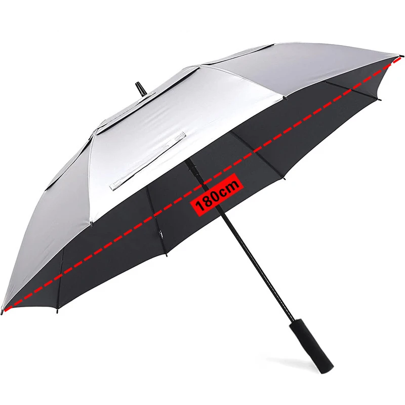 Golf Umbrella Large - Ekstra büyük şemsiye titanyum gümüş çift