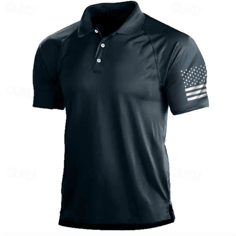 Golf Equipment Sales - 3D Baskı ABD Bayrağı Desen Polo
