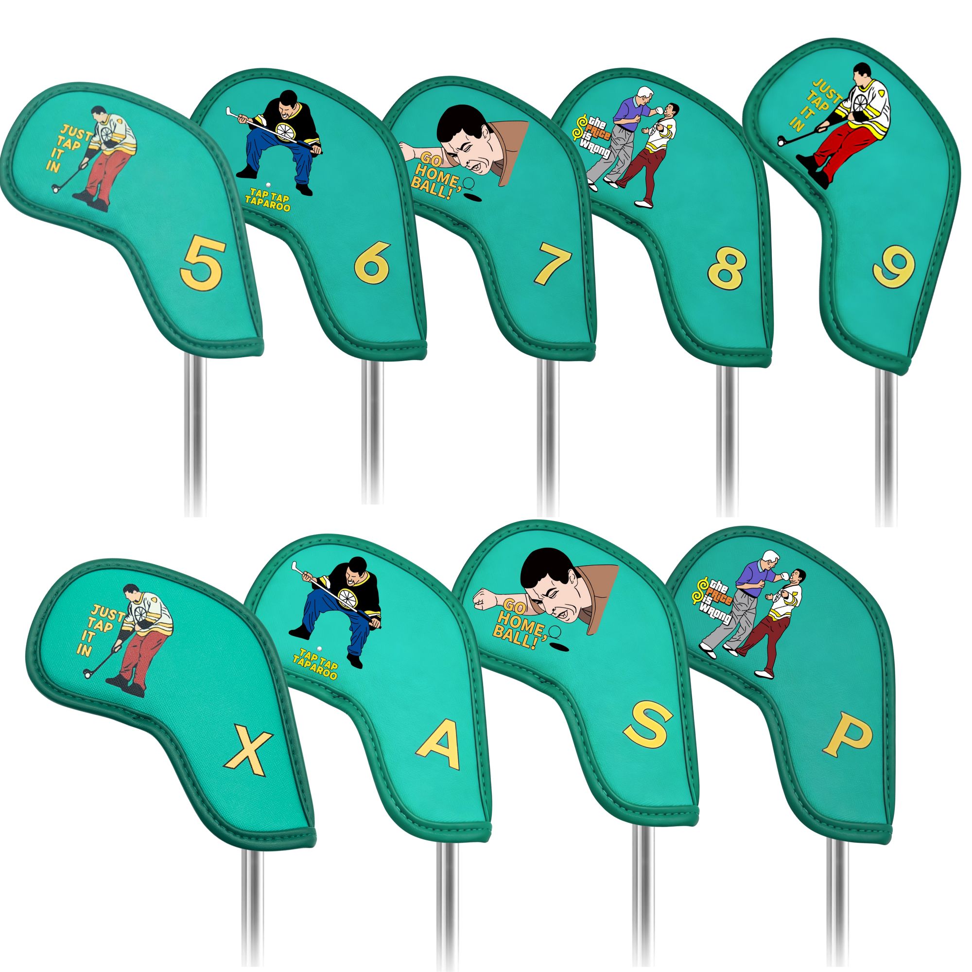 Golf Equipment Nearby - 9 adet Komik Karikatür Tasarımlı Golf